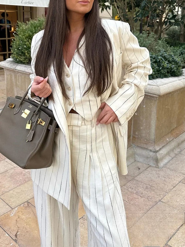 Megan- Striped Blazer Pants Set