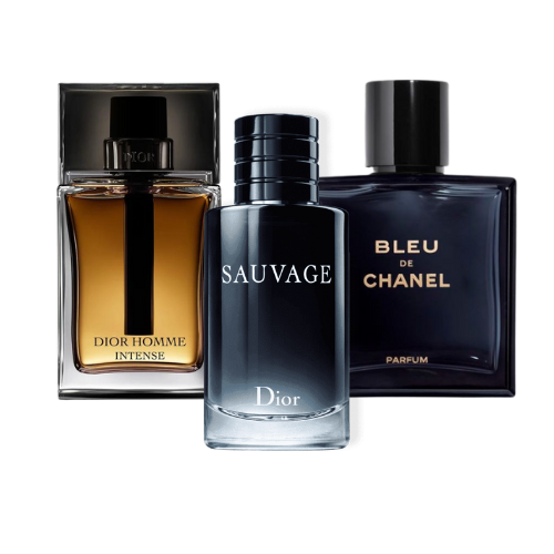 3 Perfume Set: Sauvage Dior, Bleu de Chanel, & Dior Homme Intense 100ml